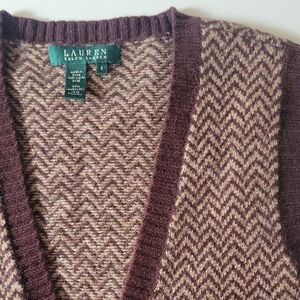 Lauren Ralph Lauren Brown and Beige Herringbone Sweater Dress Small